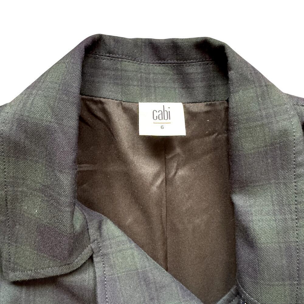 CAbi Tartan Plaid Asymmetrical Zip Moto Jacket Blazer Women's Size 6 - Picture 5 of 5